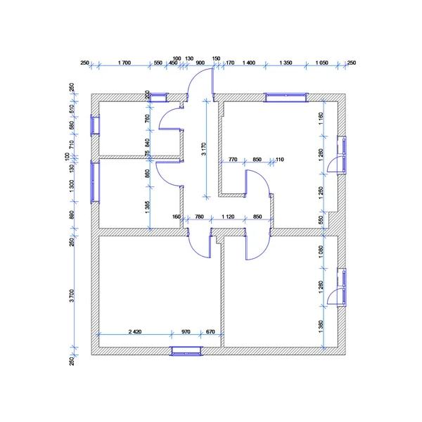 Plan des Hauses mit den Umfängen — Stockfoto