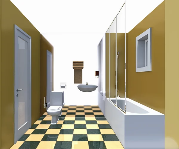 Modern bathroom yellow interior. — Stock Photo, Image