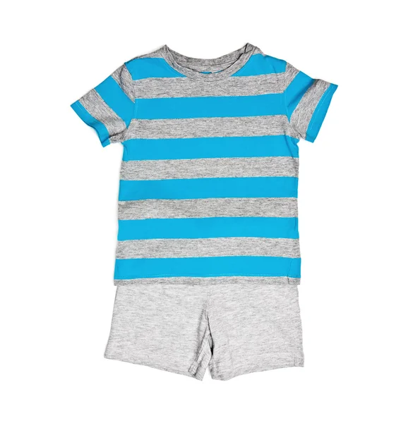 Abbigliamento per bambini - camicia blu e pantaloncini — Foto Stock