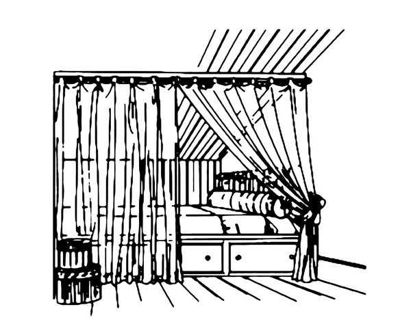 Szkic łóżko — Zdjęcie stockowe