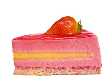 bir parça kek çilek ile