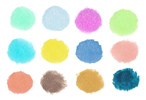 Set colorful watercolor brush circles — Stock Photo, Image