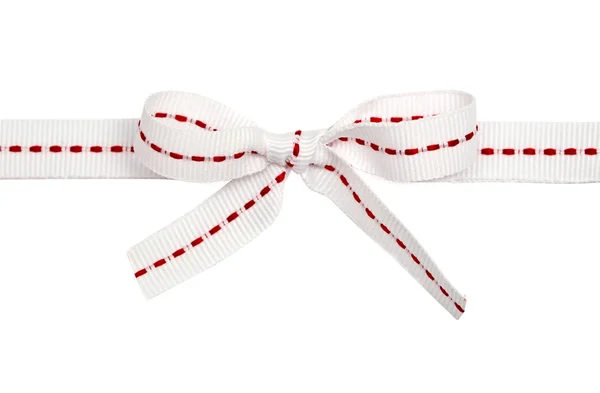 White ribbon with line and bow — Stock Photo, Image