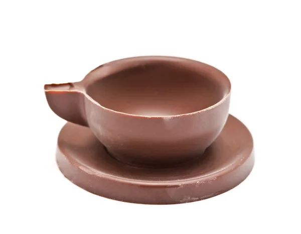 Coffee cup and the saucer made of chocolate. — Stock Photo, Image