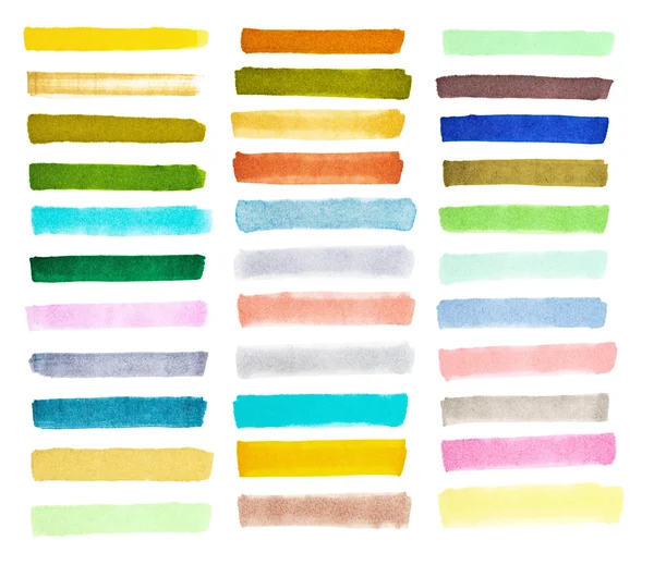 Nastavit barevný akvarel štětce — Stock fotografie
