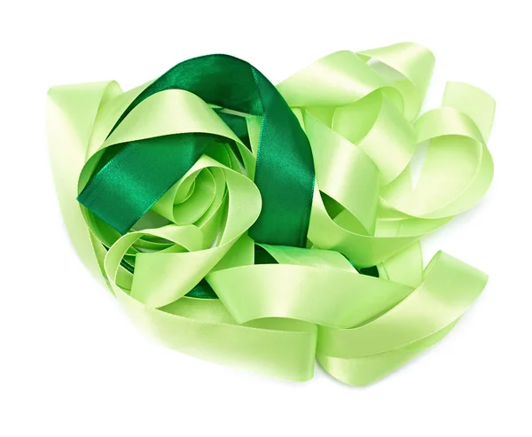 Green fabric ribbon — Stock Photo, Image