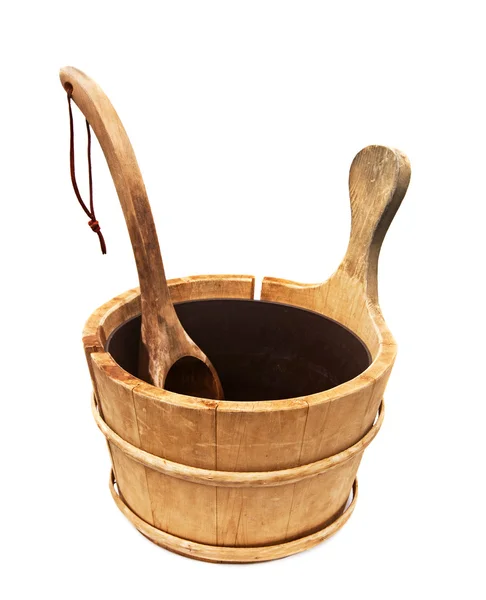 Wooden sauna bucket — Stock Photo, Image