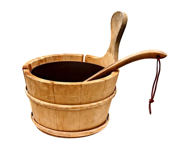 Wooden sauna bucket — Stock Photo, Image