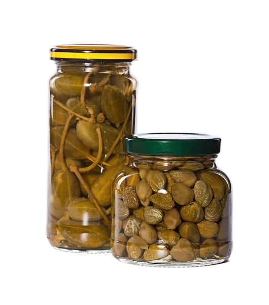 Jar of marinaded capers — Stok fotoğraf