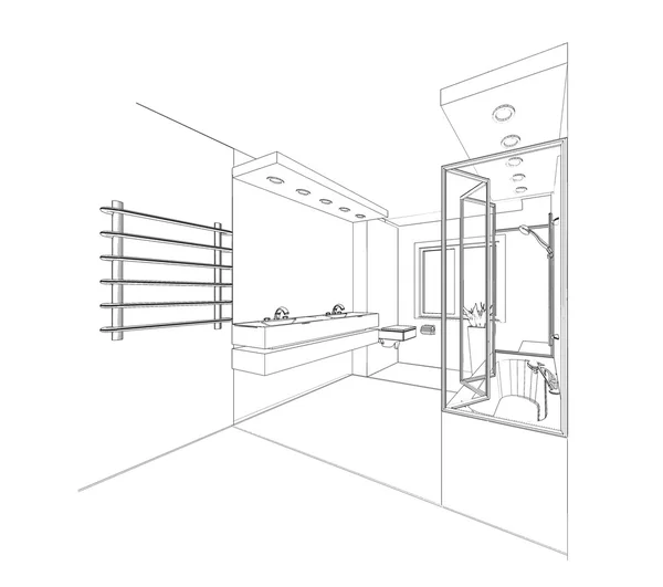 Graphic sketch a bathroom — Stock Photo, Image