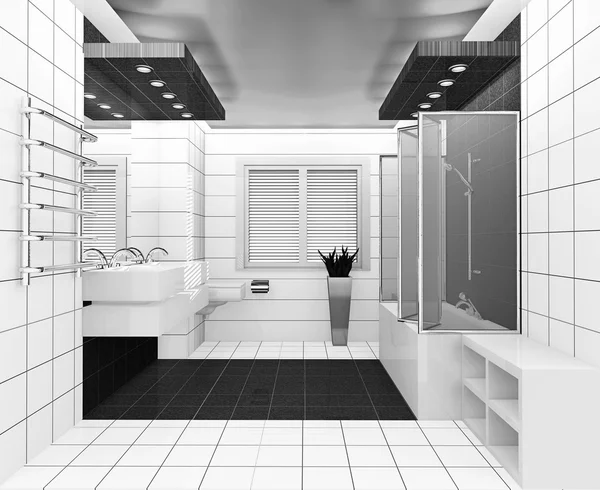 Vit svart badrum — Stockfoto