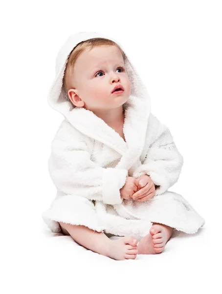 The kid in a bathrobe — Stock Photo, Image