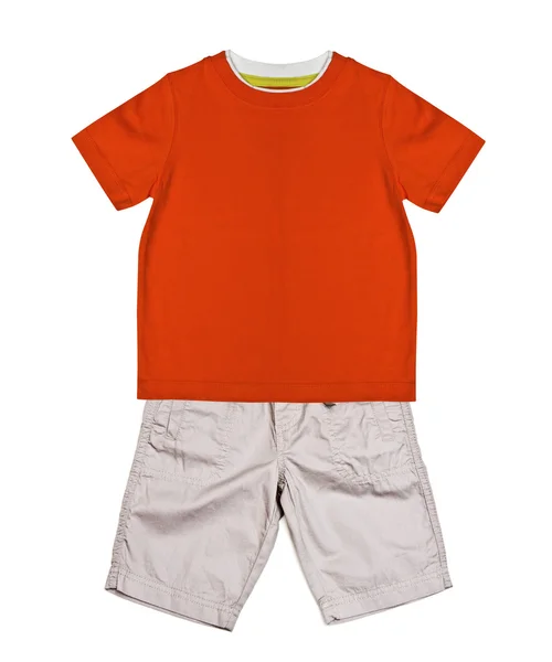 Orange t-shirt and shorts — Stock Photo, Image