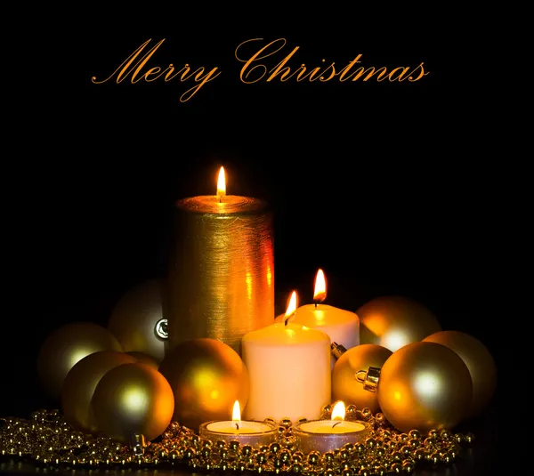 Golden Christmas Candles — Stock Photo, Image