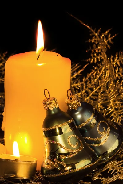 Golden Christmas Candles — Stock Photo, Image