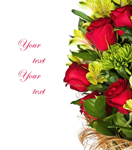 Букет з троянди, зеленої хризантеми та орхідеї — стокове фото
