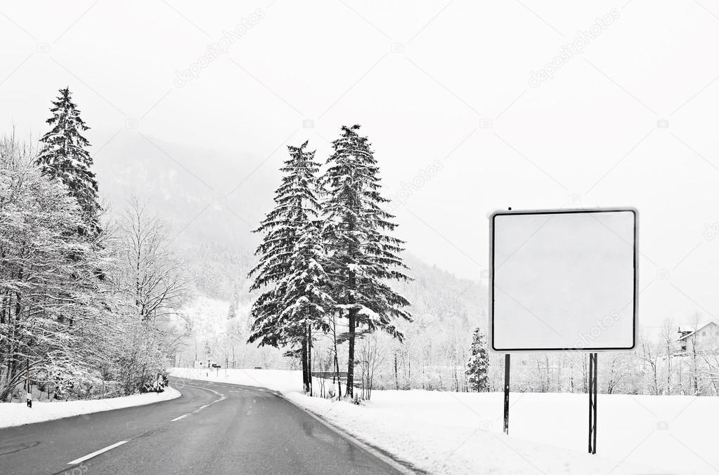 Winter road and place for your text