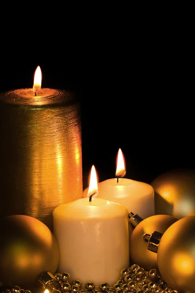 Golden Christmas Candle — Stock Photo, Image