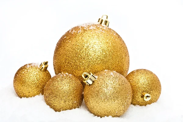 Gouden kerstballen — Stockfoto