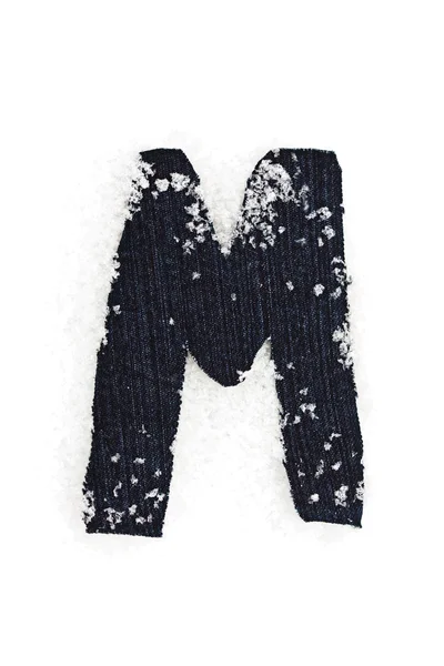 The letter M from denim — Stock Photo, Image