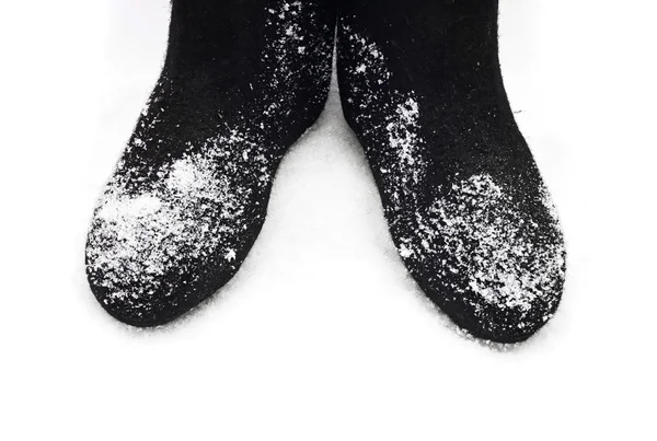 Russian traditional winter felt boot valenki — Stock Photo, Image