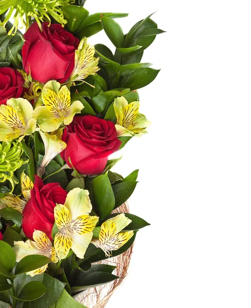 Rose, grüne Chrysantheme und Orchidee — Stockfoto