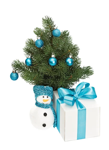 Рождественская елка в горшке, изолированном на белом — стоковое фото