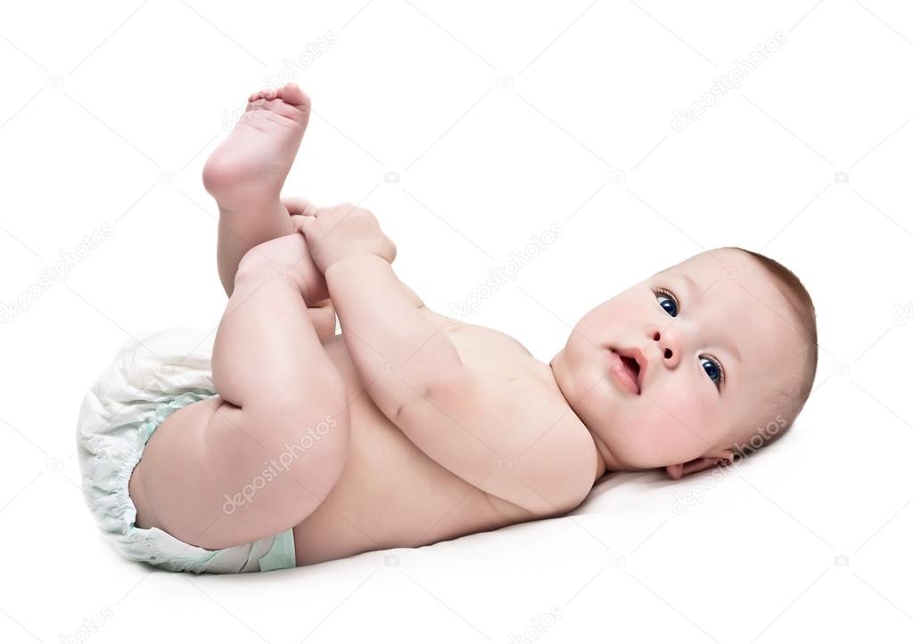 Newborn in a diaper