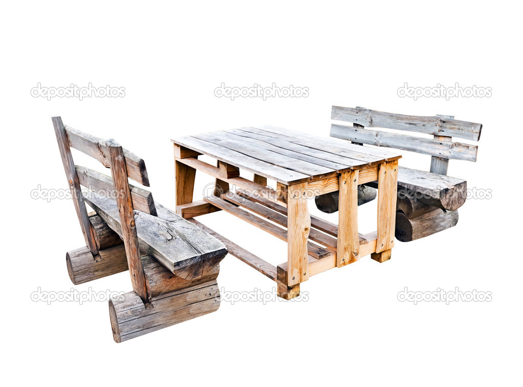 :Rough wooden bench