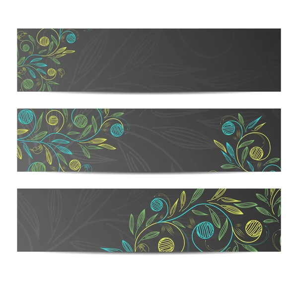 Banner con patrón floral — Vector de stock