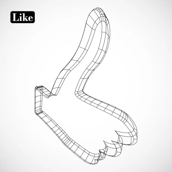 Symbole abstrait de LIKE dans le style 3D — Image vectorielle