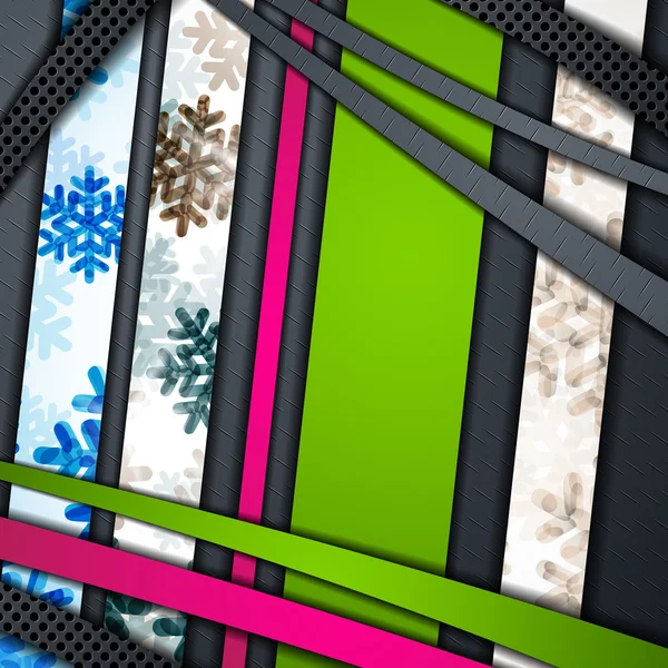 Ebenerdige abstrakte Hintergrund mit Schneeflocken Bild — Stockvektor
