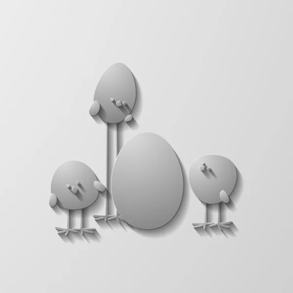 Easter chicks, van papier of karton — Stockvector