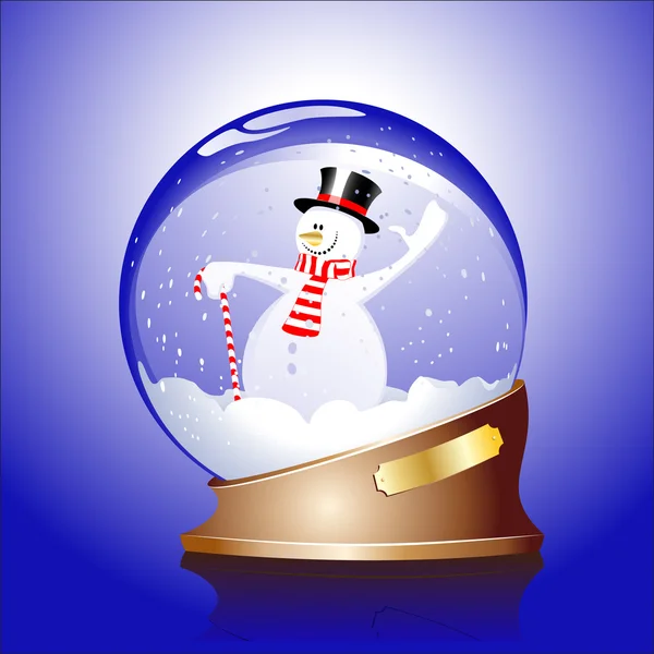 Esfera de inverno com um boneco de neve —  Vetores de Stock