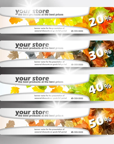 Autunno sconto vendita banner — Vettoriale Stock