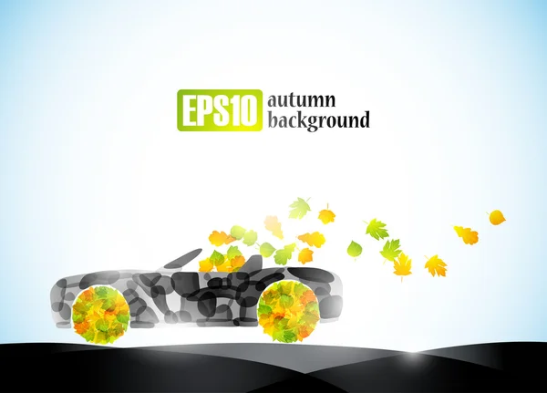 Autumn car eco idea — Stock Vector