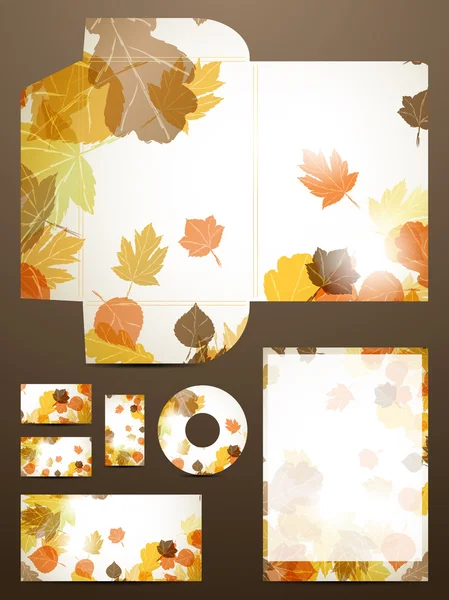 Juego de papelería de otoño — Vector de stock