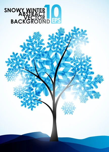 Téli háttér, egy fa a hóban — Stock Vector