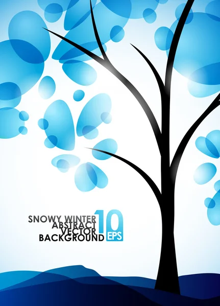 Winterhintergrund, ein Baum im Schnee — Stockvektor