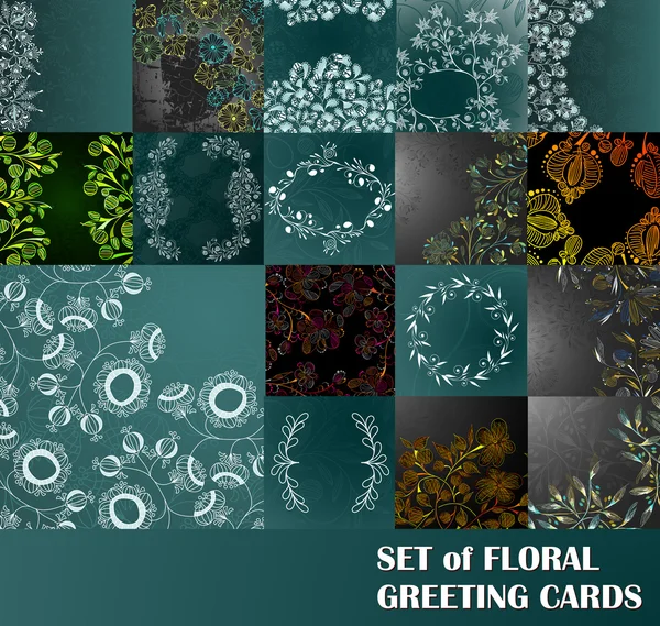 Conjunto de cartões de felicitações florais —  Vetores de Stock