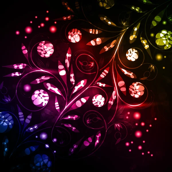 Floral achtergrond, neon abstract — Stockvector