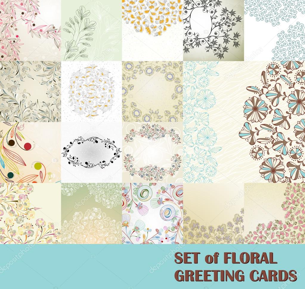 Set of floral greeting cards