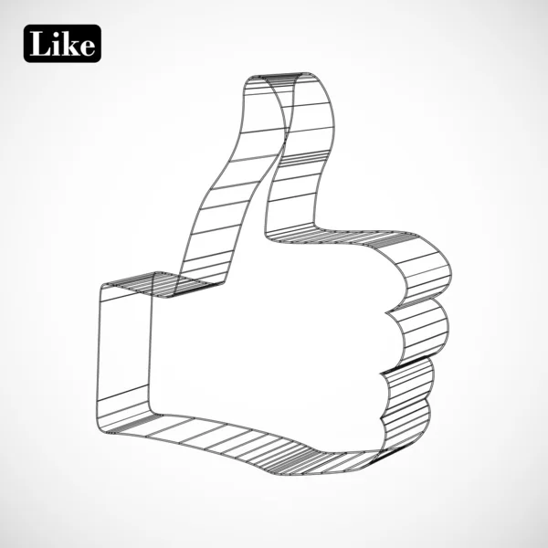 Symbole LIKE dans le style 3D — Image vectorielle