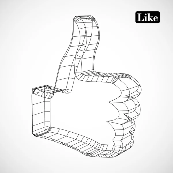 สัญลักษณ์ LIKE ในสไตล์ 3D — ภาพเวกเตอร์สต็อก