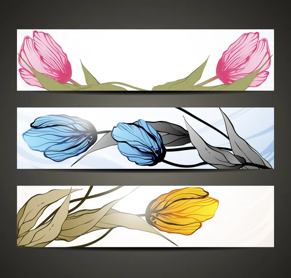 Banner met bloemmotief — Stockvector