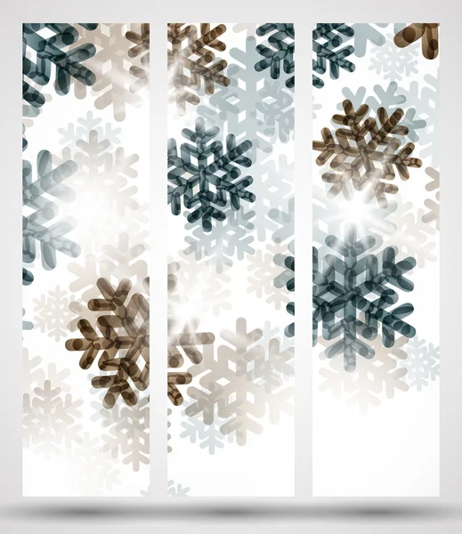 Banner de ano novo com flocos de neve — Vetor de Stock