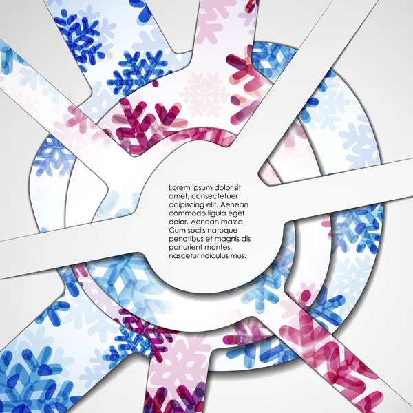Vrstvené abstraktní pozadí s obrázkem sněhových vloček — Stockový vektor