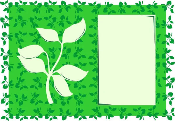 Grön blommig ram — Stock vektor