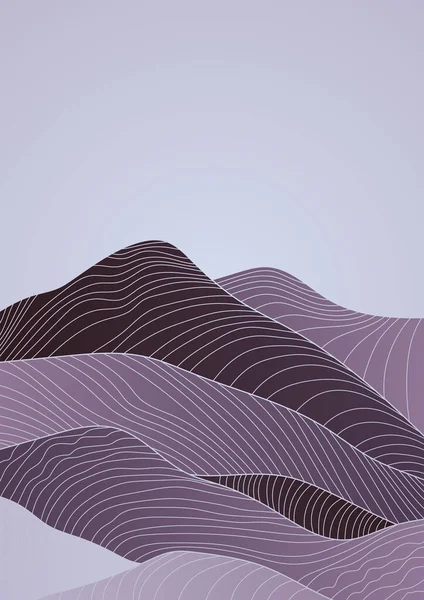 Bergslandskap i japansk stil. Abstrakt orientalisk bakgrund med linjära former. — Stock vektor