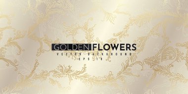 Altın çiçekli soyut desen. Lüks altın çizgisel süs. Premium tasarım